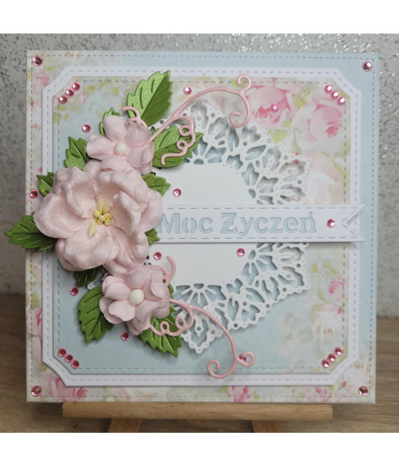 Błękitno-różowa kartka na każdą okazję, Moc życzeń, handmade