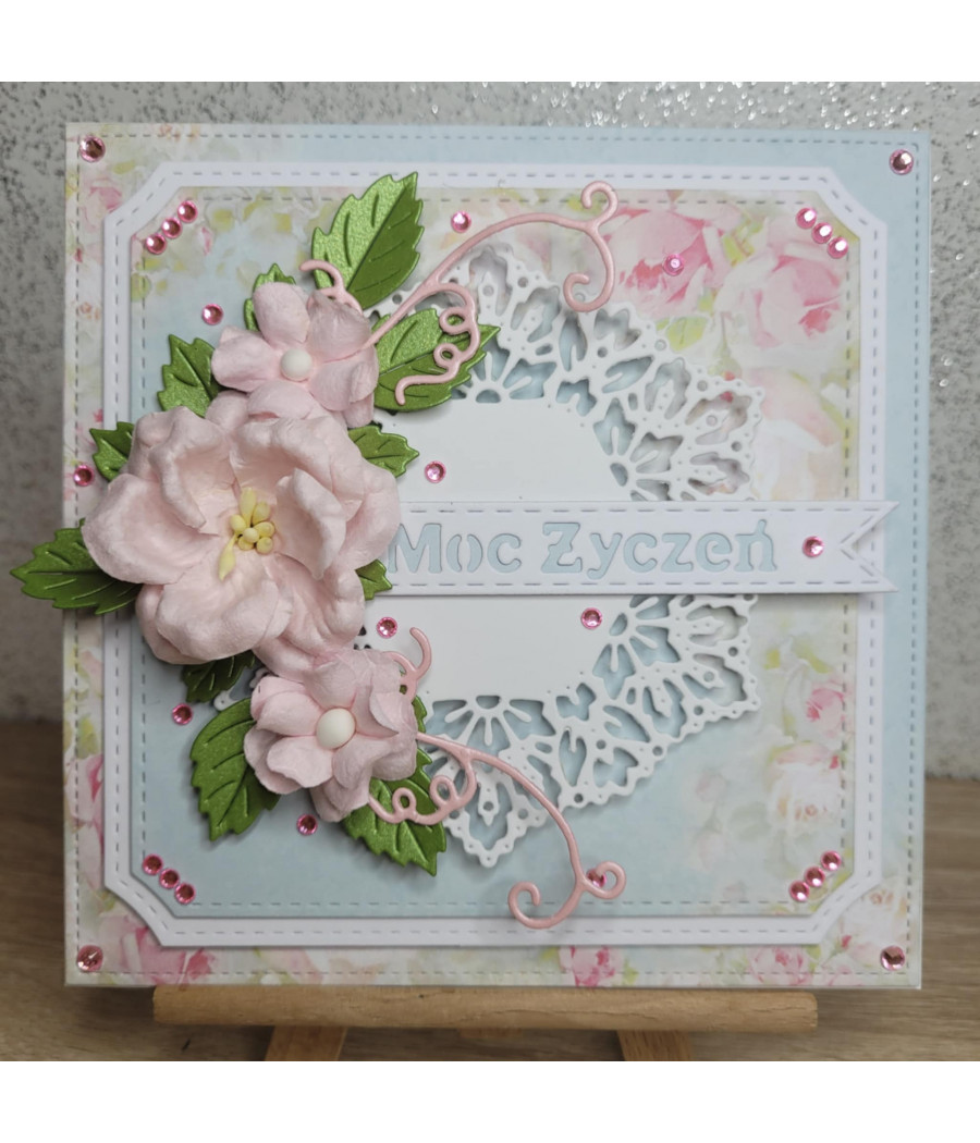 Błękitno-różowa kartka na każdą okazję, Moc życzeń, handmade Błękitno-różowa kartka na każdą okazję, Moc życzeń, handmade