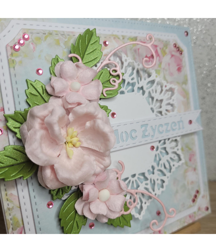 Błękitno-różowa kartka na każdą okazję, Moc życzeń, handmade