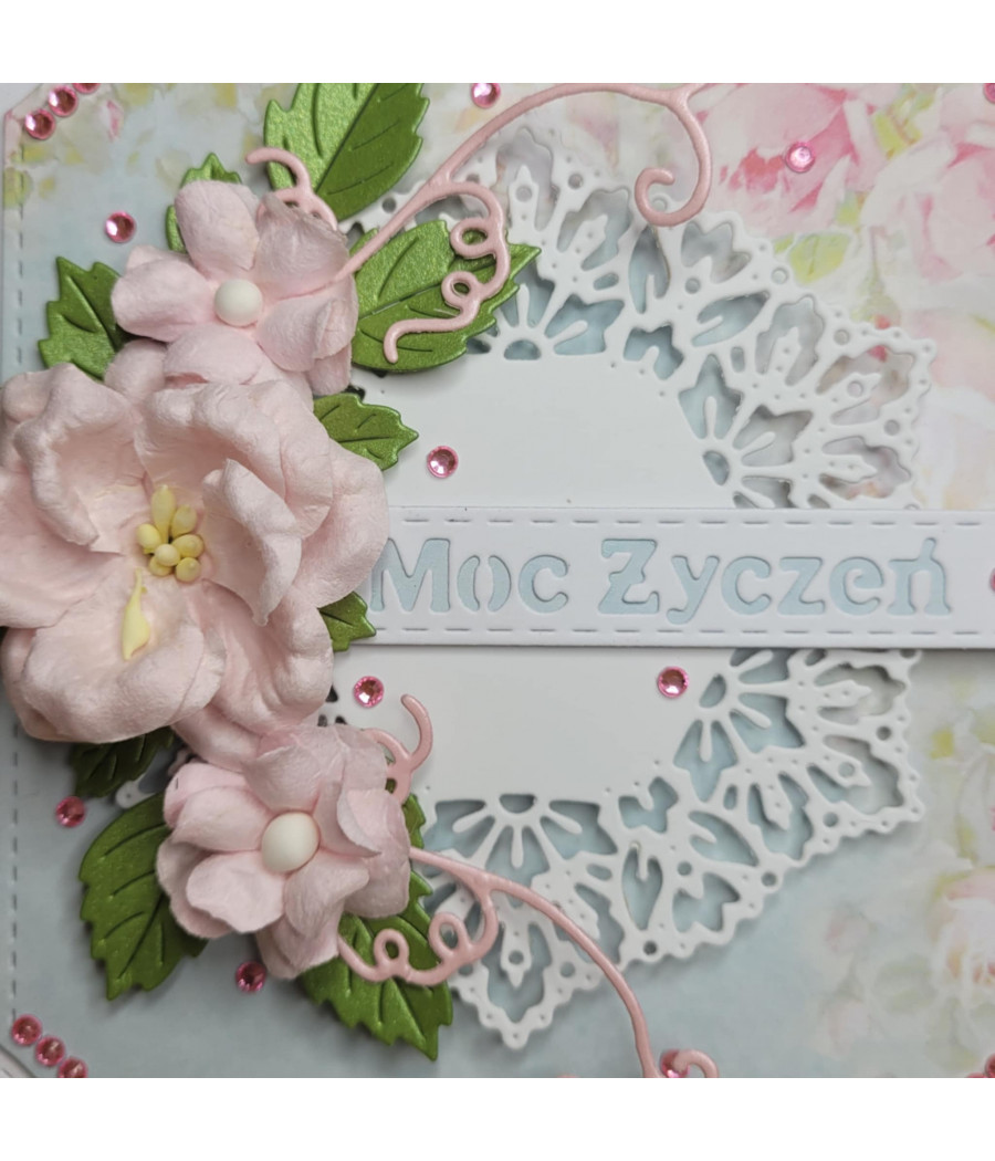 Błękitno-różowa kartka na każdą okazję, Moc życzeń, handmade
