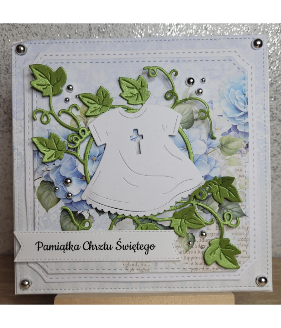 Błękitna kartka na Chrzest, Pamiątka Chrztu, szatka, handmade Błękitna kartka na Chrzest, Pamiątka Chrztu, szatka, handmade