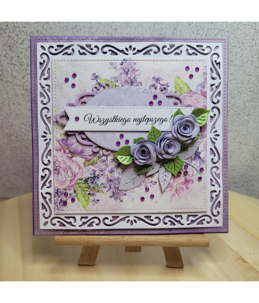 Fioletowa kartka na każdą okazję, z kwiatami, handmade Fioletowa kartka na każdą okazję, z kwiatami, handmade
