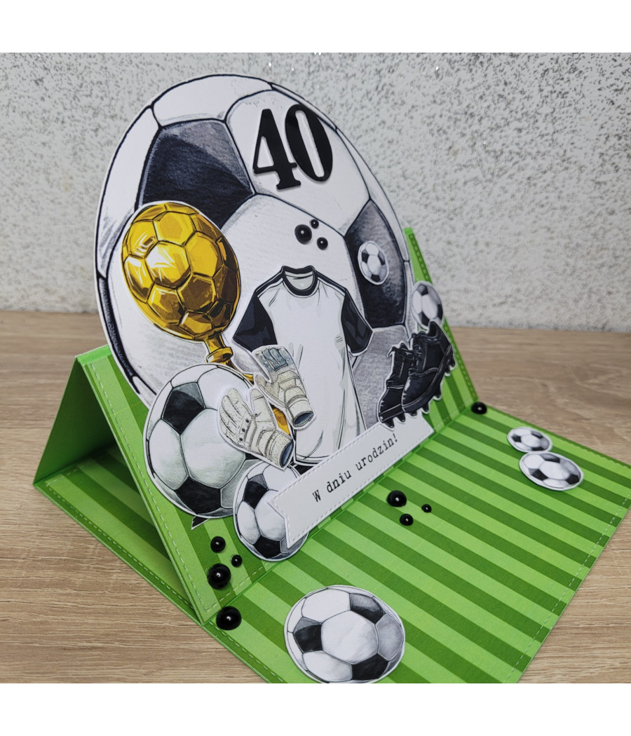 Kartka na 40 urodziny, piłkarz, football, handmade