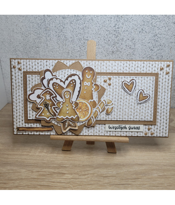 Kartka na Boże Narodzenie, pierniczki, sweterek, handmade