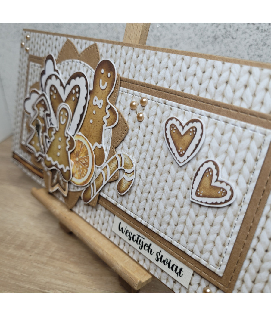 Kartka na Boże Narodzenie, pierniczki, sweterek, handmade