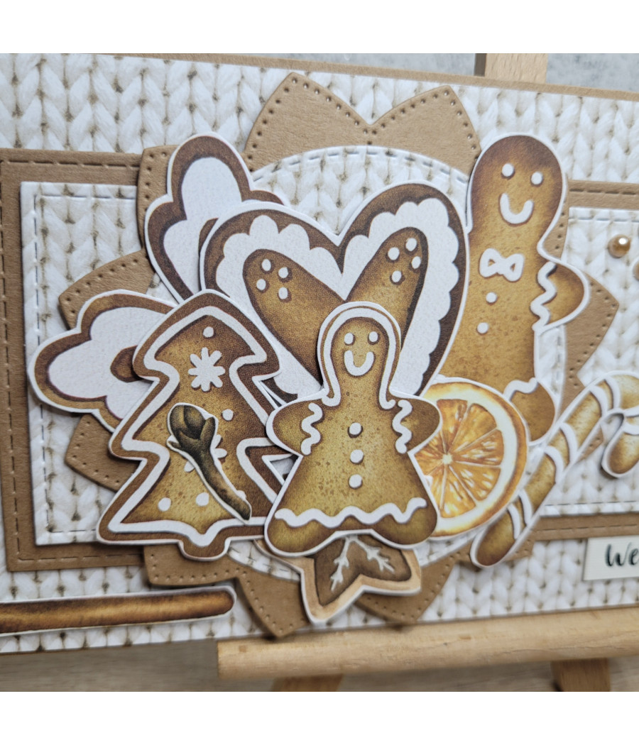 Kartka na Boże Narodzenie, pierniczki, sweterek, handmade