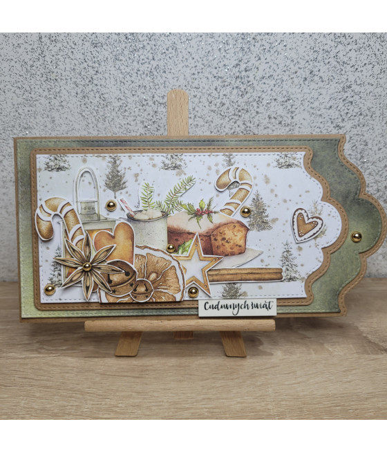 Kartka na Boże Narodzenie, keks, kakao, handmade