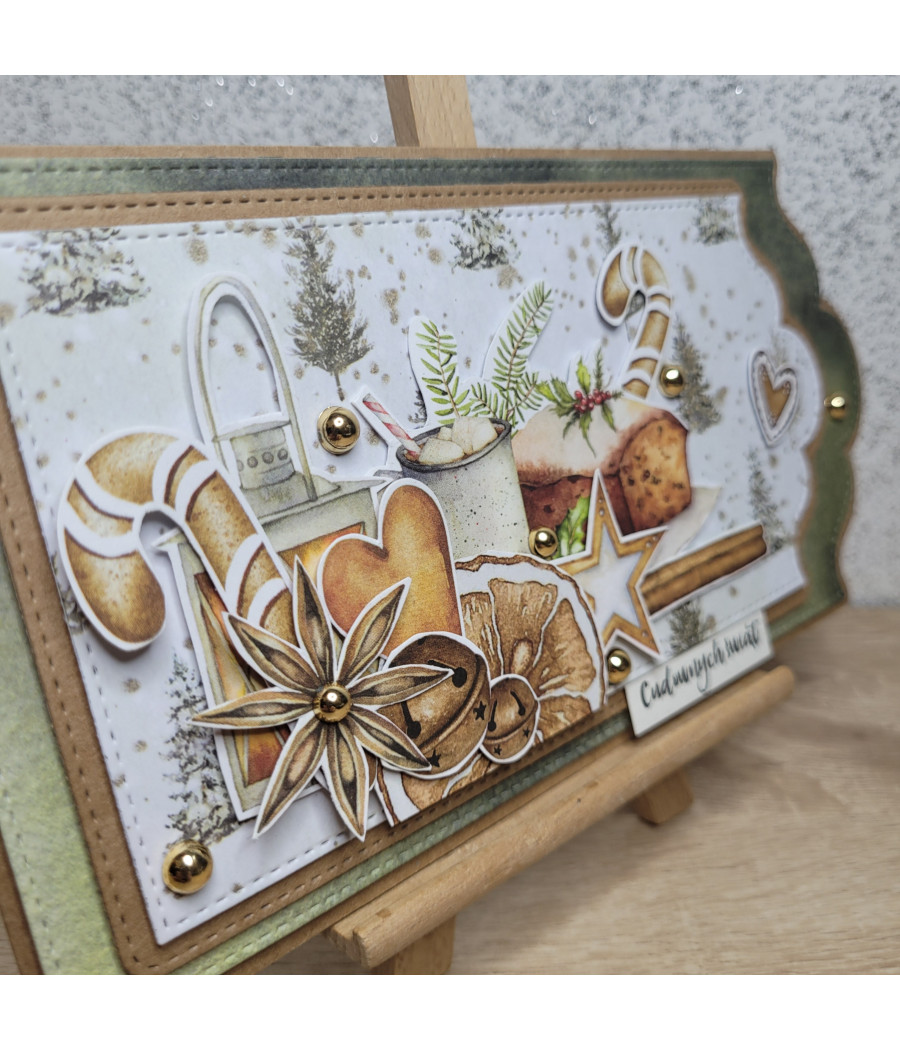 Kartka na Boże Narodzenie, keks, kakao, handmade