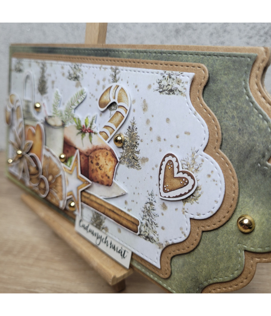 Kartka na Boże Narodzenie, keks, kakao, handmade