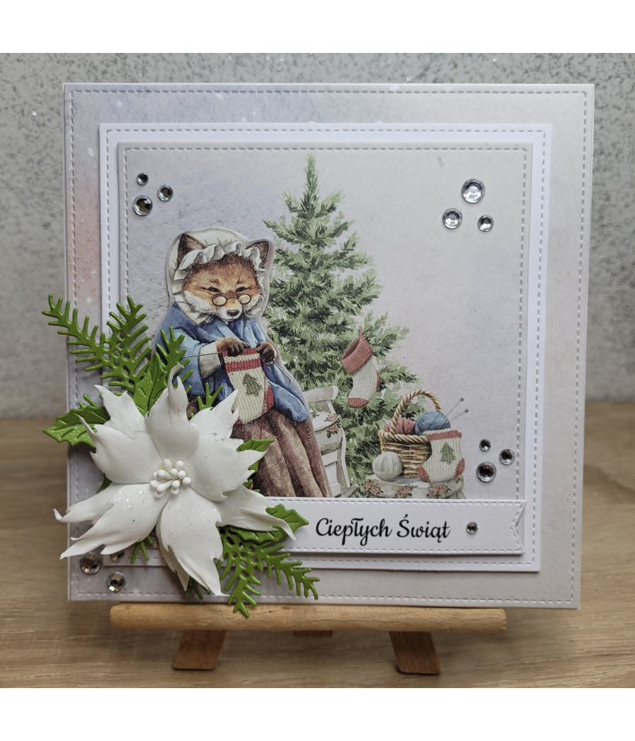 Kartka na Boże Narodzenie, babcia, choinka, handmade