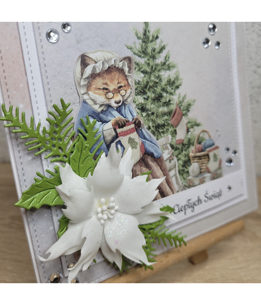 Kartka na Boże Narodzenie, babcia, choinka, handmade