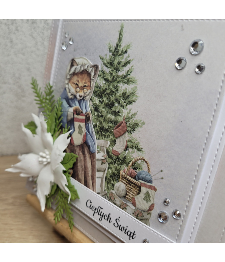 Kartka na Boże Narodzenie, babcia, choinka, handmade