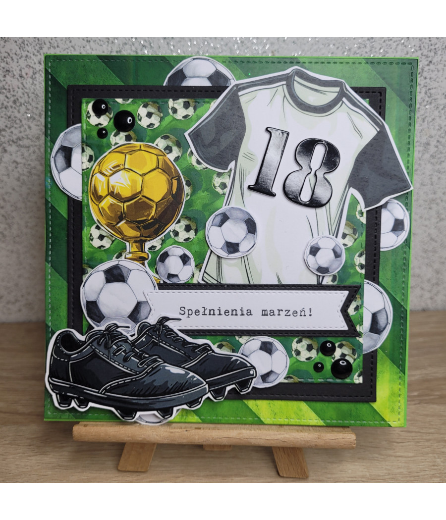 Kartka na 18 urodziny, piłka nożna, handmade