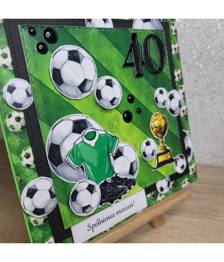 Kartka na 40 urodziny, piłka nożna, football, handmade
