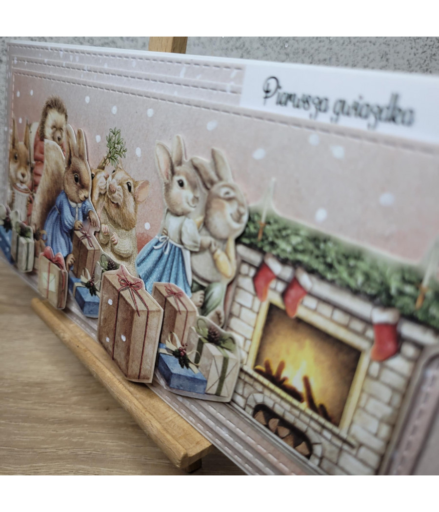 Kartka na Boże Narodzenie, zwierzątka, handmade