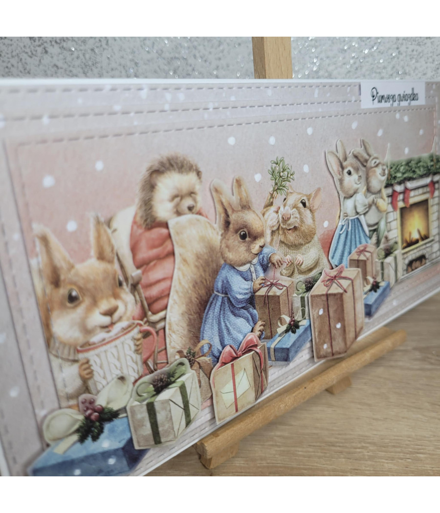 Kartka na Boże Narodzenie, zwierzątka, handmade