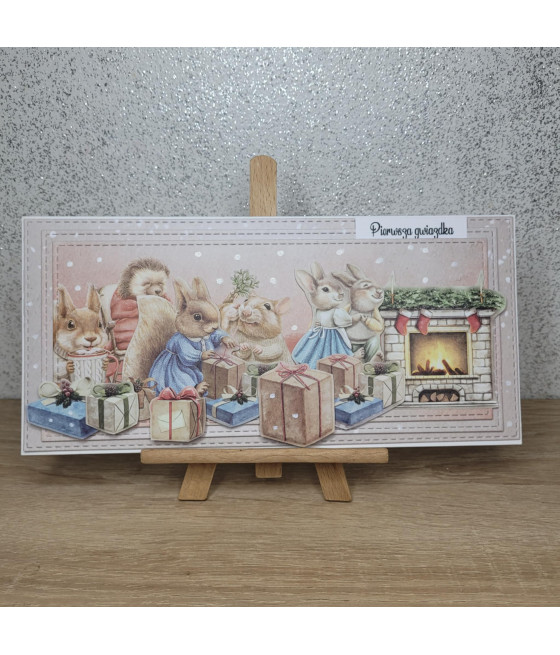 Kartka na Boże Narodzenie, zwierzątka, handmade