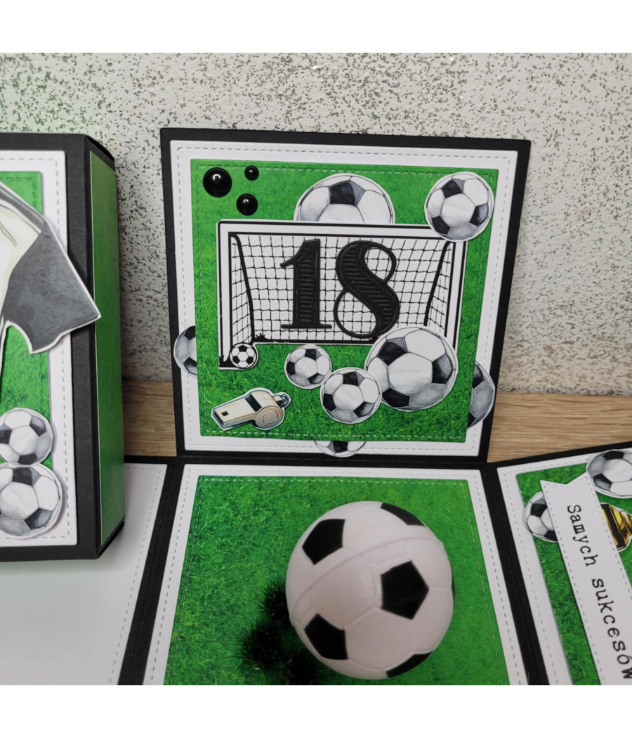 Zielony, piłkarski exploding box, piłka nożna, 18 urodziny, handmade