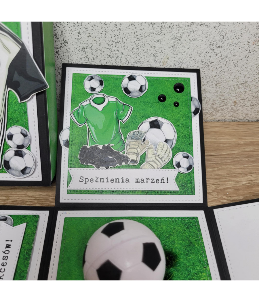 Zielony, piłkarski exploding box, piłka nożna, 18 urodziny, handmade
