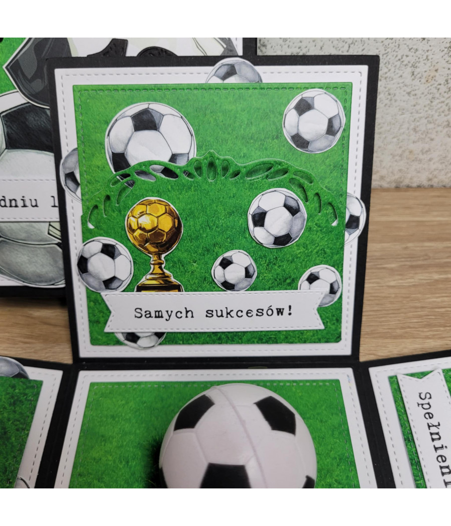 Zielony, piłkarski exploding box, piłka nożna, 18 urodziny, handmade