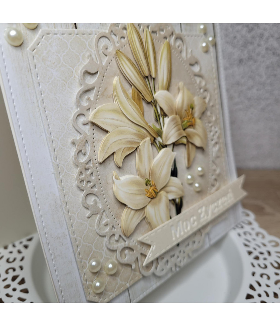 Kartka na każdą okazję, Moc życzeń, lilie 3D, handmade