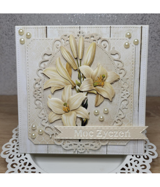 Kartka na każdą okazję, Moc życzeń, lilie 3D, handmade