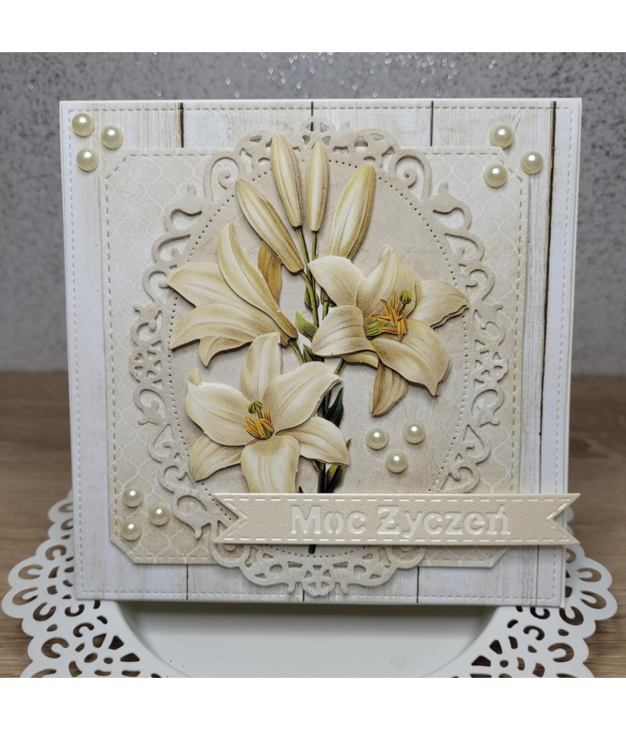 Kartka na każdą okazję, Moc życzeń, lilie 3D, handmade