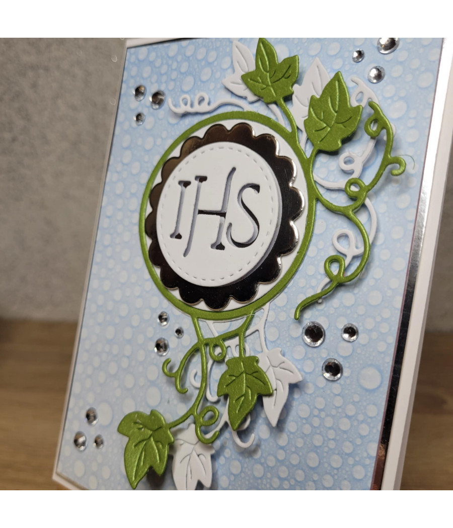 Błękitna kartka na Komunię, Hostia, handmade