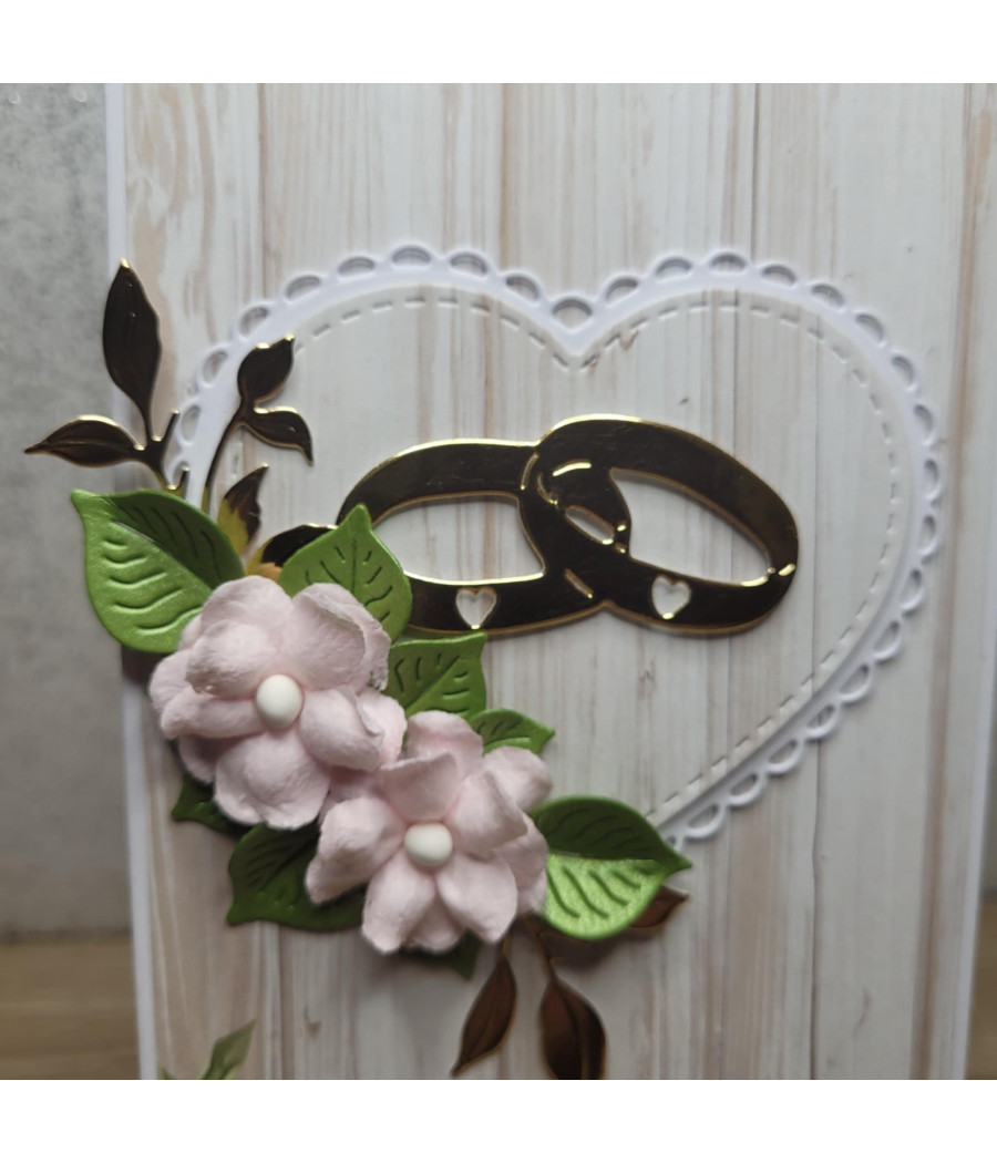 Beżowa kartka na Slub, Rocznicę Ślubu, obrączki, handmade