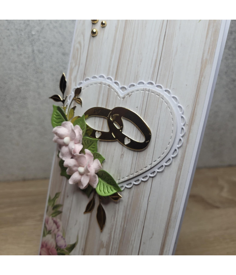 Beżowa kartka na Slub, Rocznicę Ślubu, obrączki, handmade