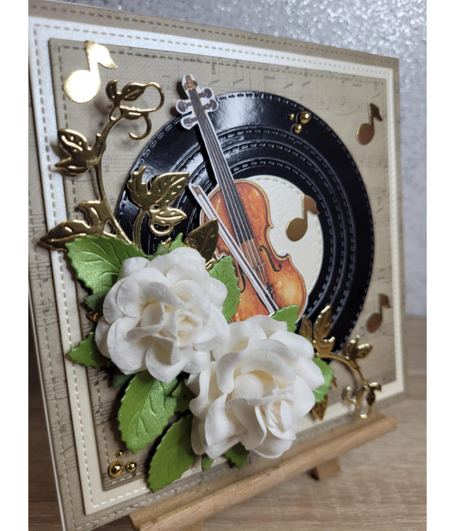 Muzyczna kartka na każdą okazję, płyta, nuty, skrzypce, handmade
