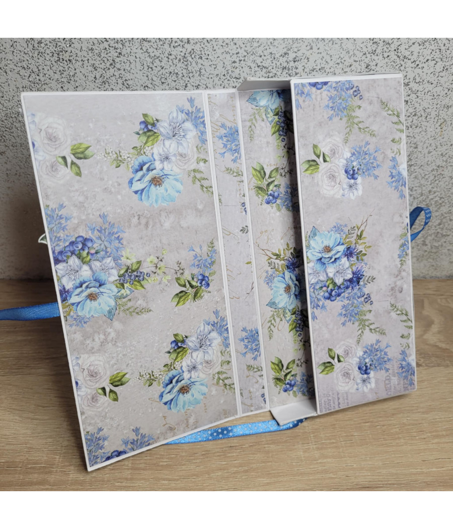 Niebieski czekoladowni, pudełko na czekoladę, kwiaty 3D, handmade