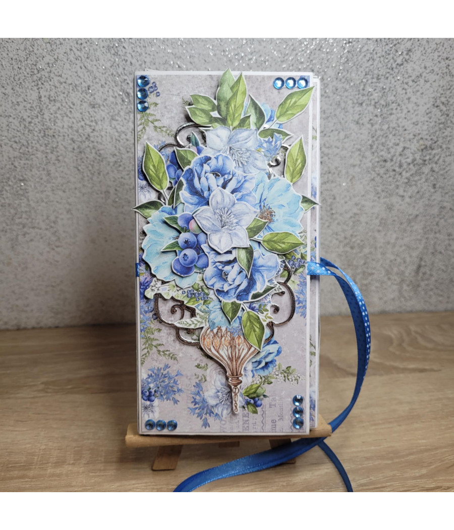 Niebieski czekoladowni, pudełko na czekoladę, kwiaty 3D, handmade