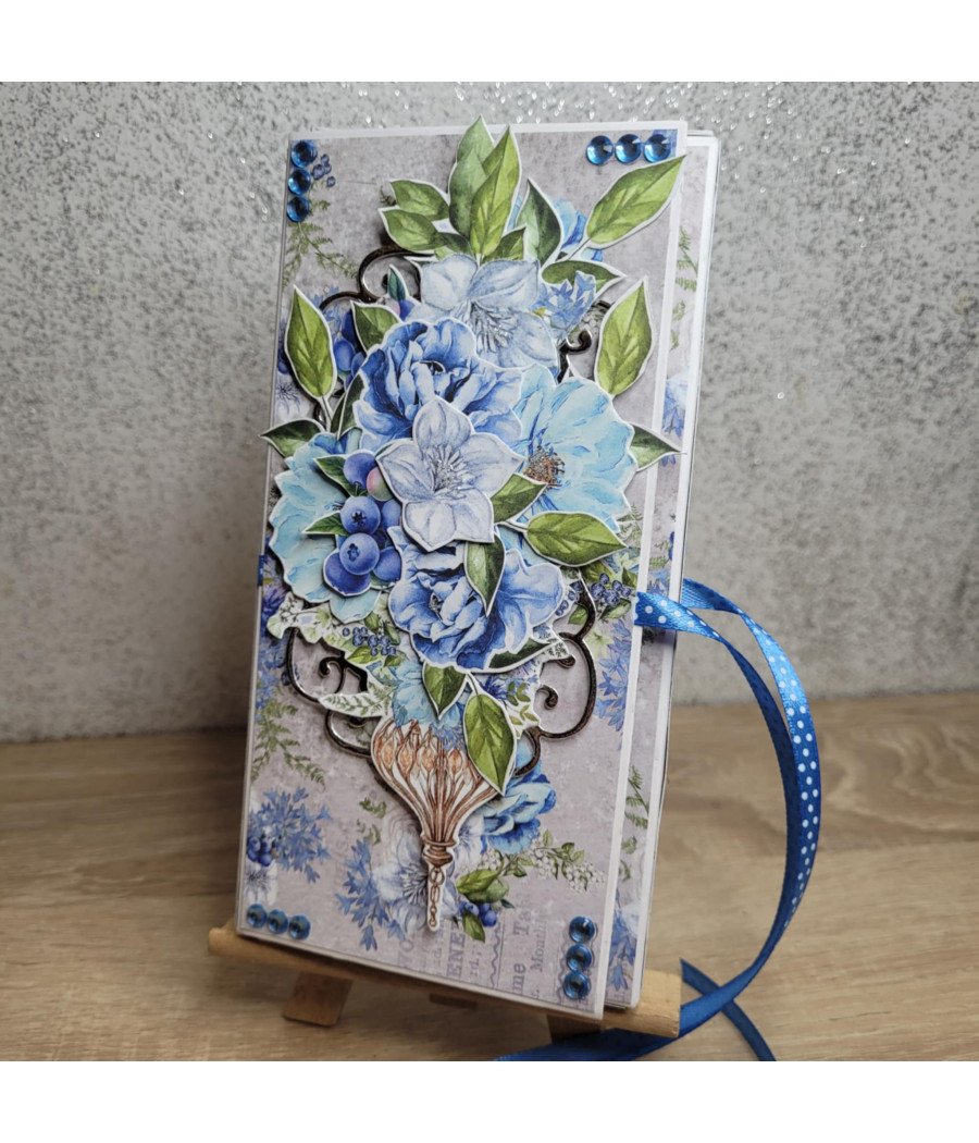 Niebieski czekoladowni, pudełko na czekoladę, kwiaty 3D, handmade