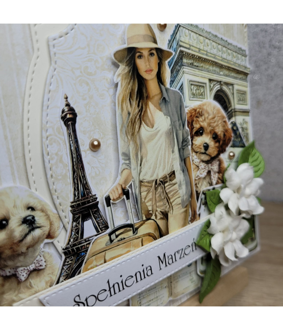 Beżowa kartka na każdą okazję, Paryż, handmade