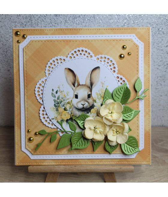 Pomarańczowa kartka na WIelkanoc, zajączek, handmade