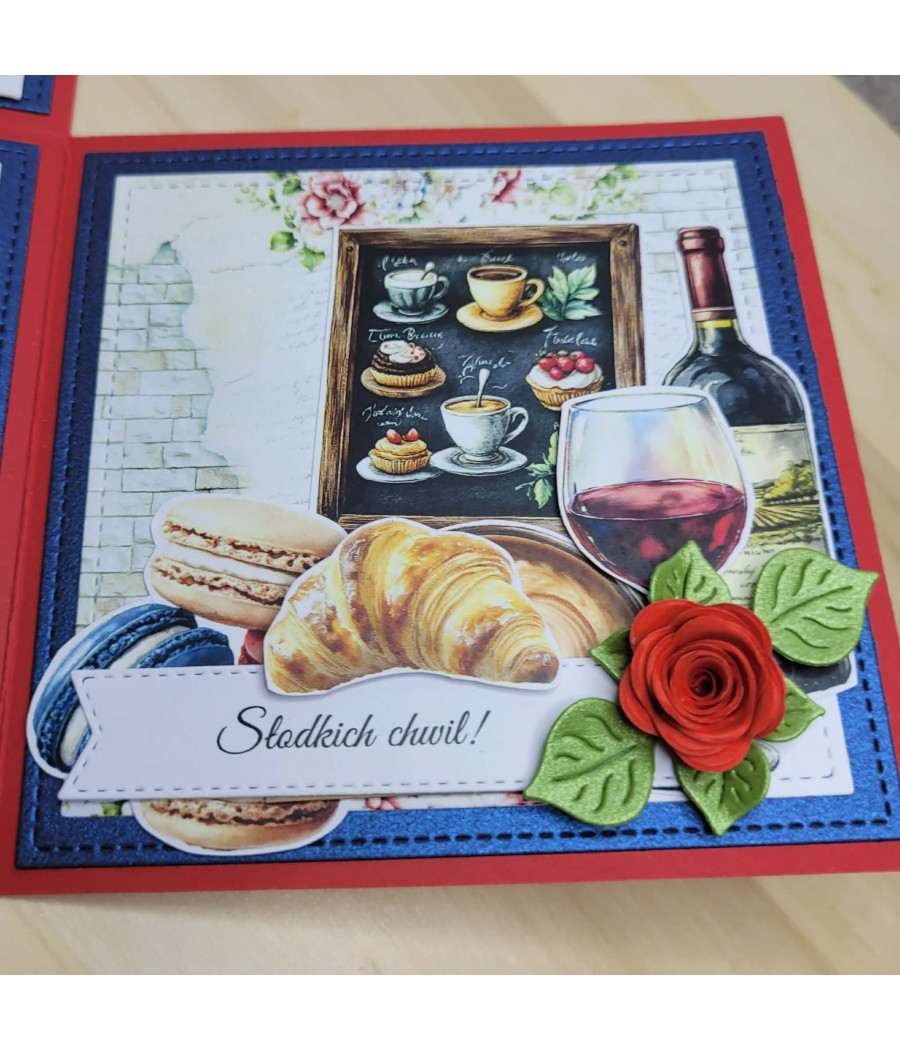 Exploding box Paryż, 40 urodziny, Wieża Eiffela, rogaliki, róże, handmade