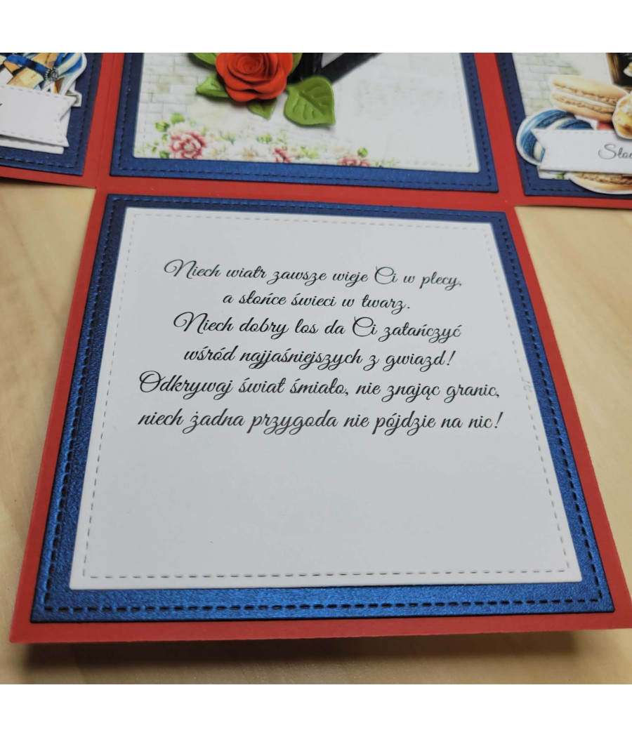 Exploding box Paryż, 40 urodziny, Wieża Eiffela, rogaliki, róże, handmade