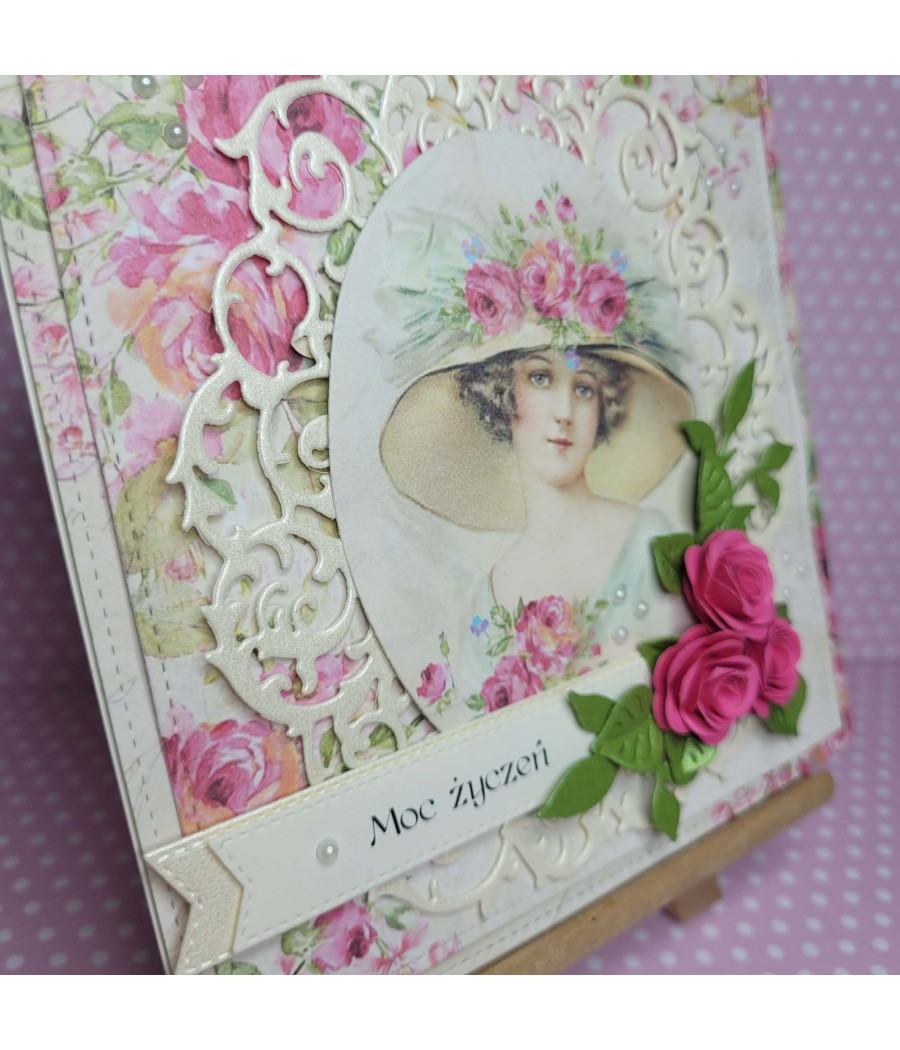 Kartka na każdą okazję, Dama w kapeluszu, handmade