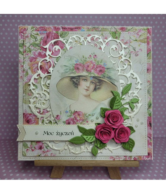 Kartka na każdą okazję, Dama w kapeluszu, handmade