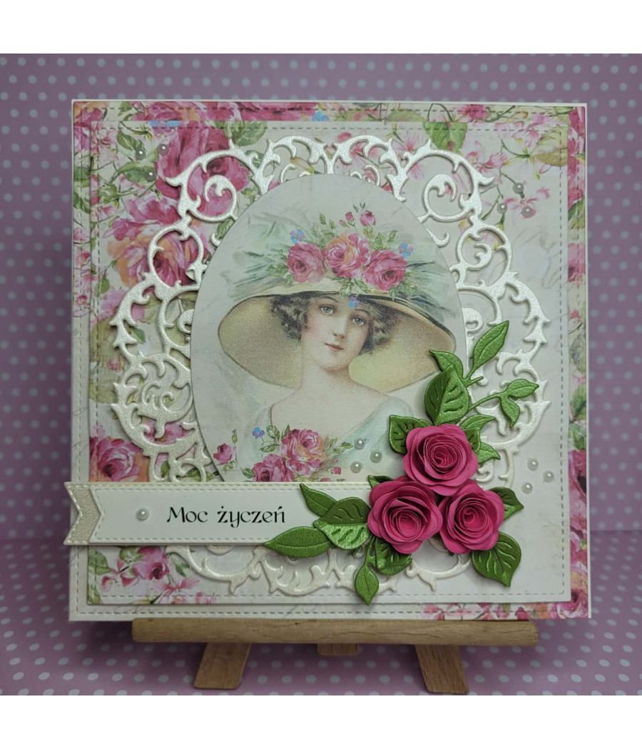 Kartka na każdą okazję, Dama w kapeluszu, handmade