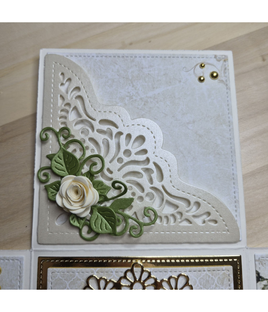 Kremowy exploding box, Pamiątka I Komunii Św., kielich, handmade