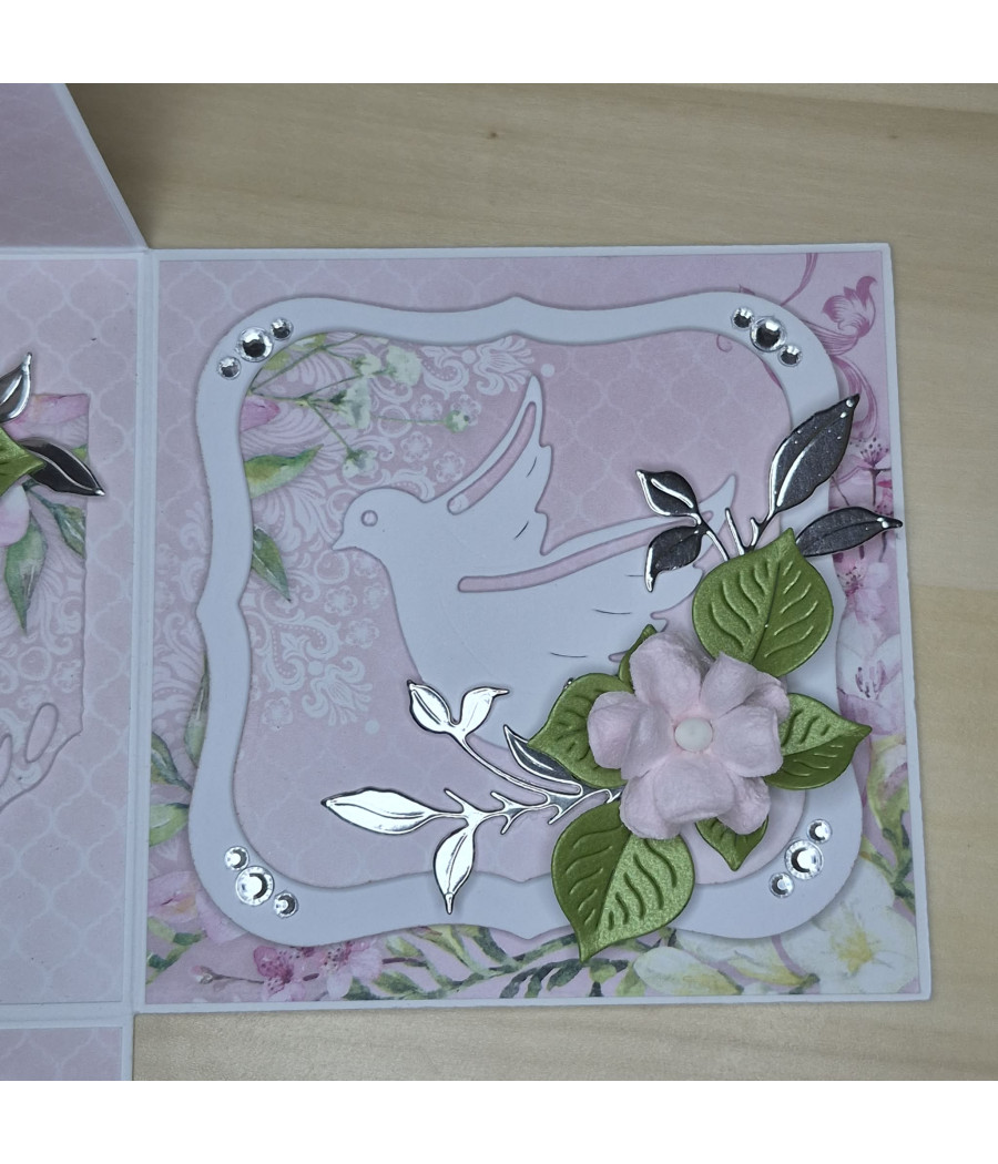 Rózowy exploding box, Pamiątka I Komunii, Kielich, kartka 3D, handmade