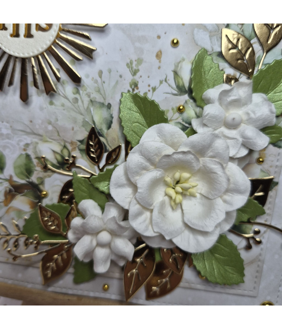 Kremowa kartka na Komunię, Hostia, handmade