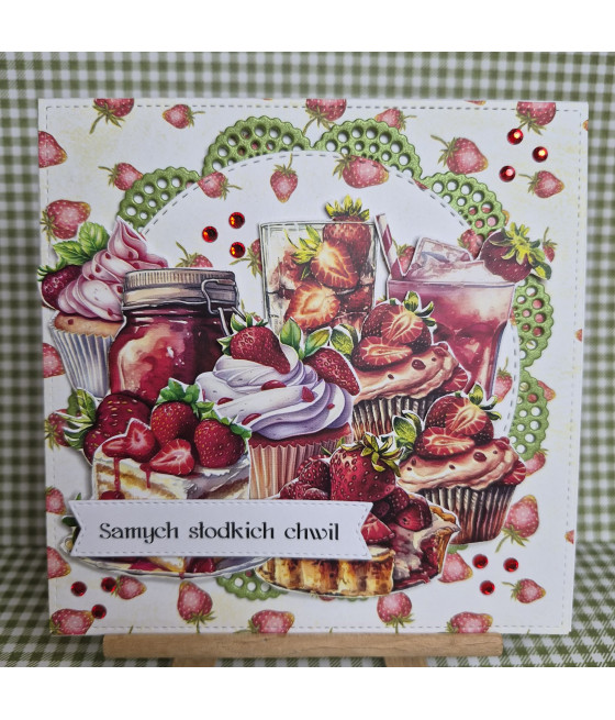 Truskawkowa kartka na każdą okazję, handmade, owoce