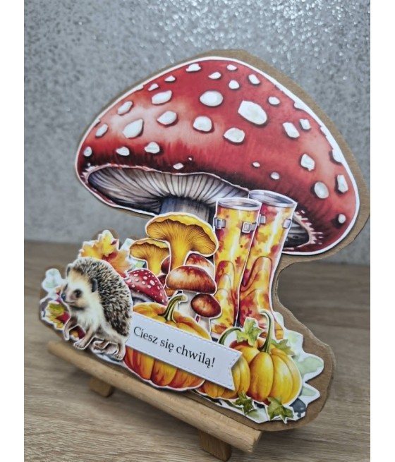 Jesienna kartka na każdą okazję, muchomorek, handmade