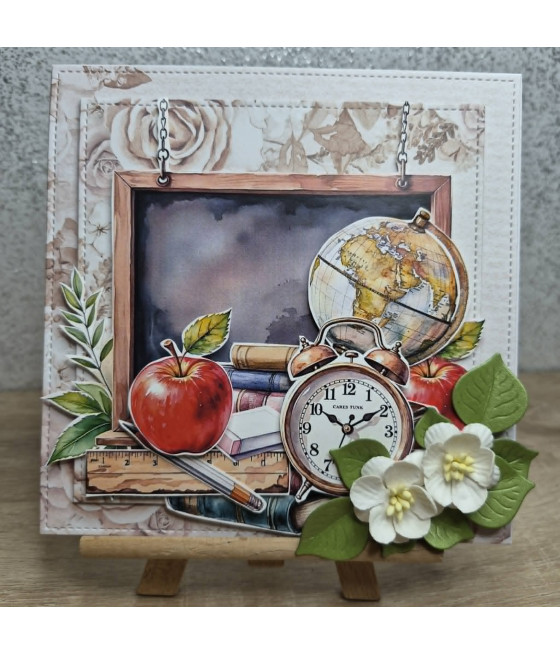 Kartka na koniec roku szkolnego, tablica, globus, podziękowania, handmade