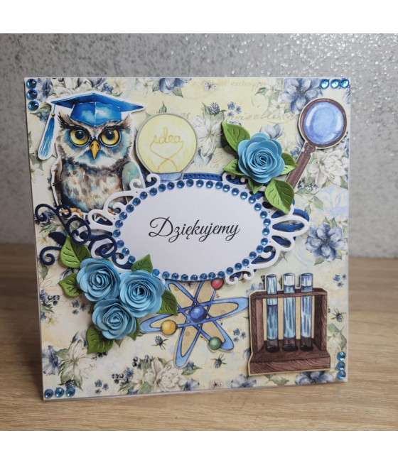 Niebieska kartka dla Nauczyciela, Koniec Roku szkolnego, podziękowania, handmade