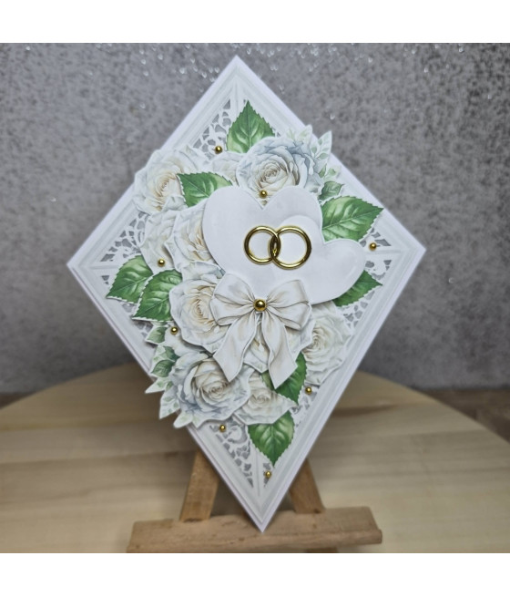 Kartka na ślub w kształcie latawca, handmade, róże, obrązczki