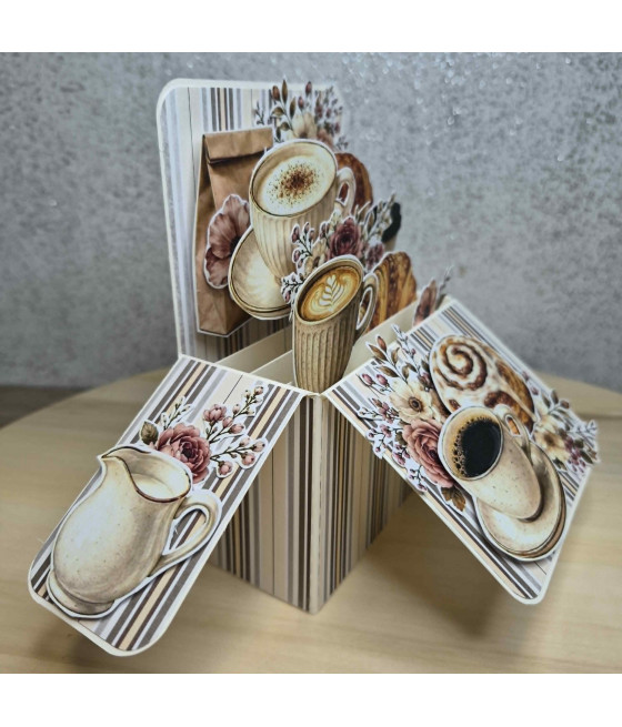 Beżowy pop up box na każdą okazję, kawa, cynamonka, handmade, personalizacja
